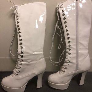 White knee-high boots
