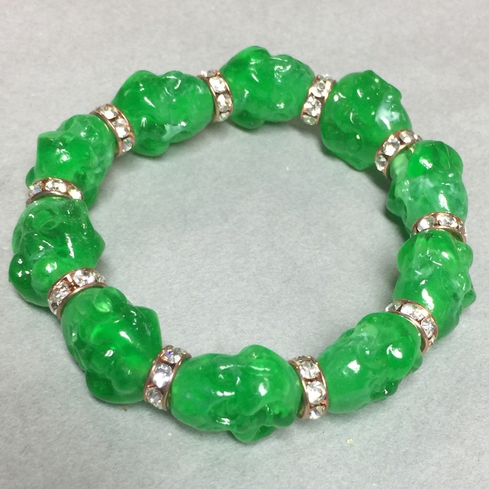 New Green Buddha Head Stretch Bracelet