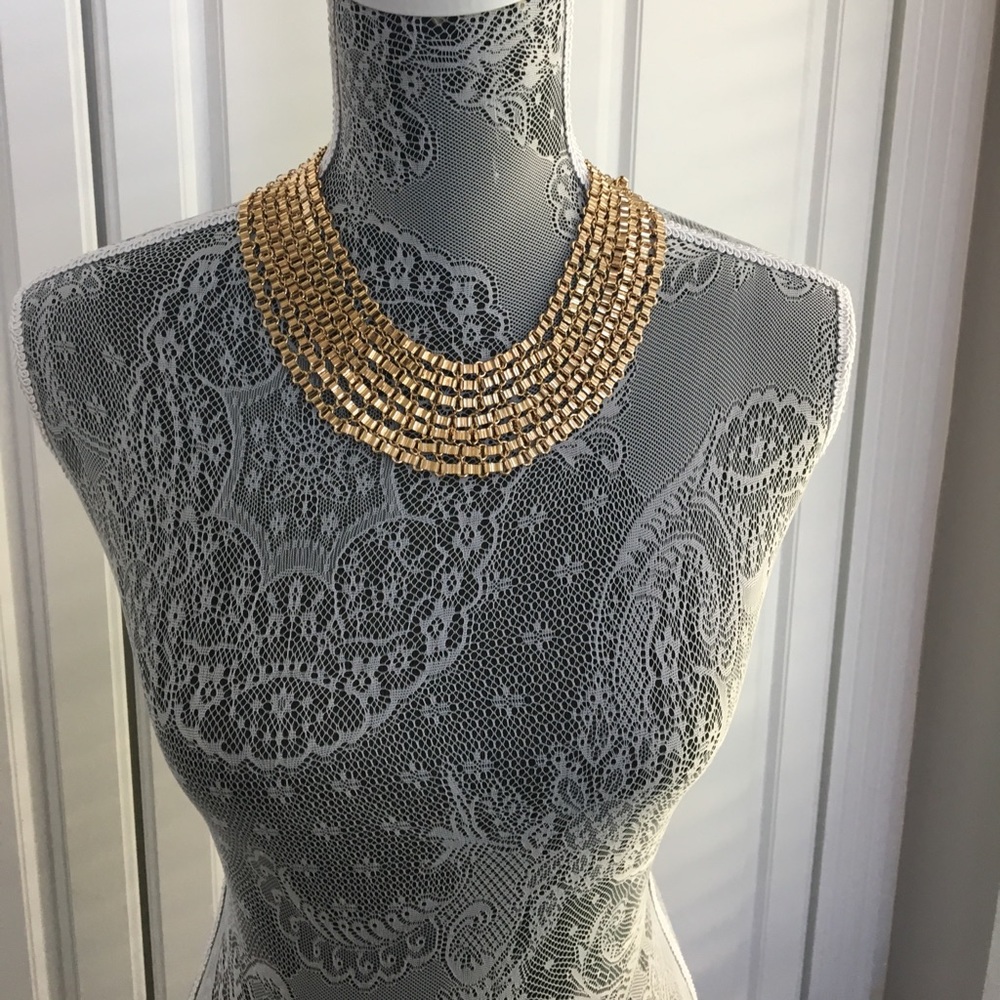 Gold wide statement necklace