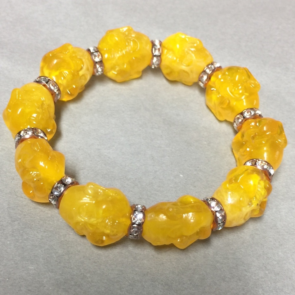 New Yellow Buddha Head Stretch Bracelet