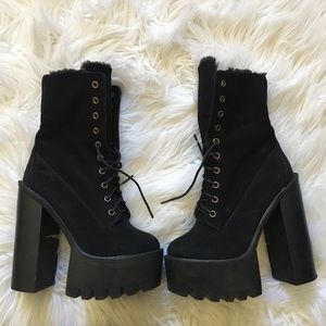 High Lace Up Black Boots