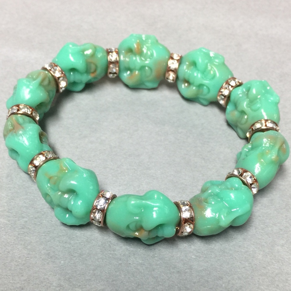 New Blue Buddha Head Stretch Bracelet