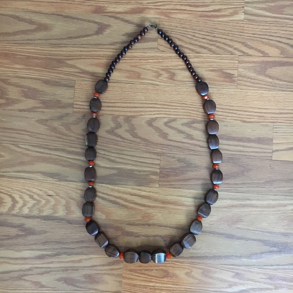Banana Republic brown and orange wood necklace