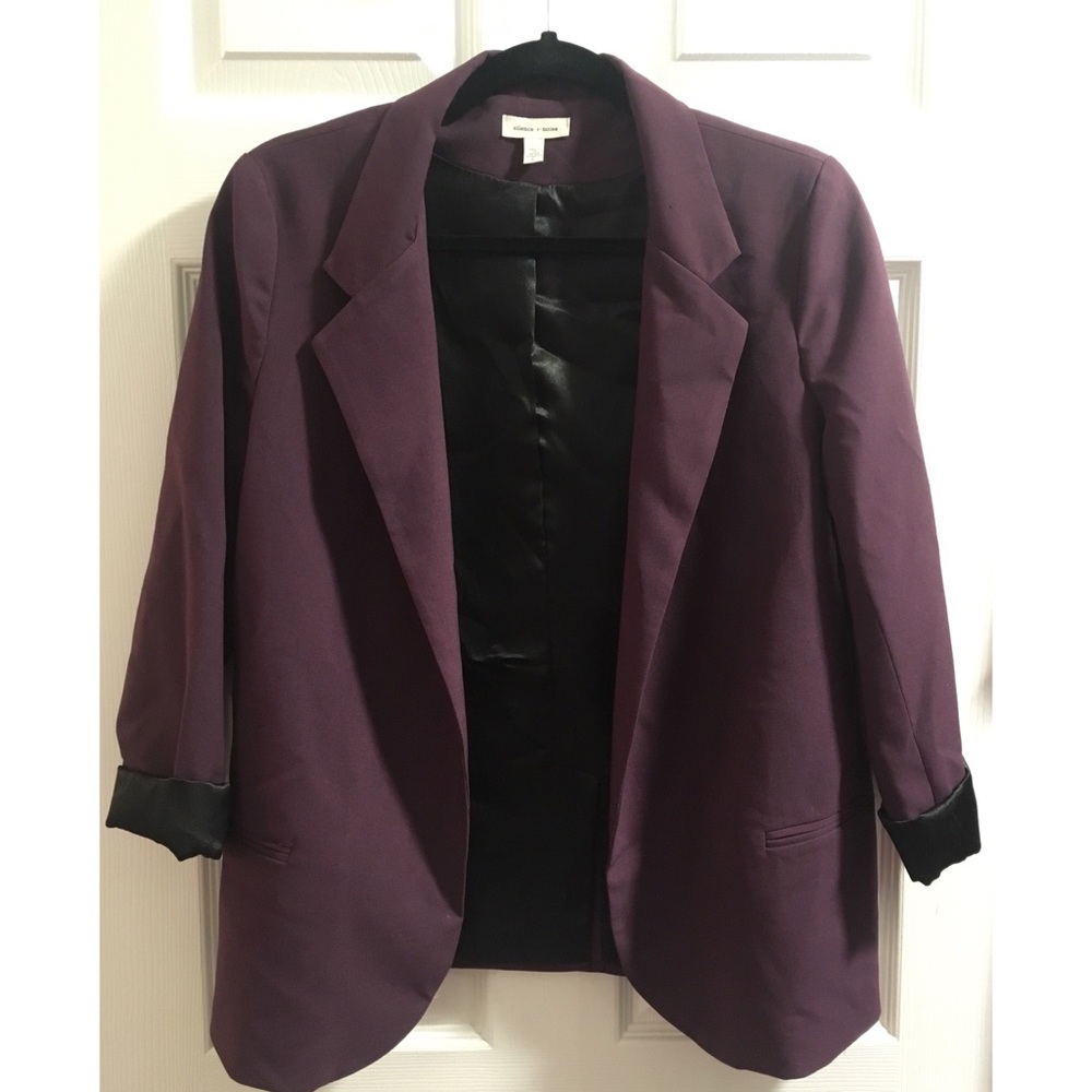 Silence + Noise Boyfriend Blazer in Dark Purple