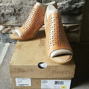 Born sling back open toe leather shoes