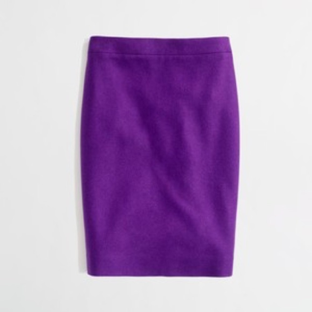 J Crew Purple Wool Pencil Skirt
