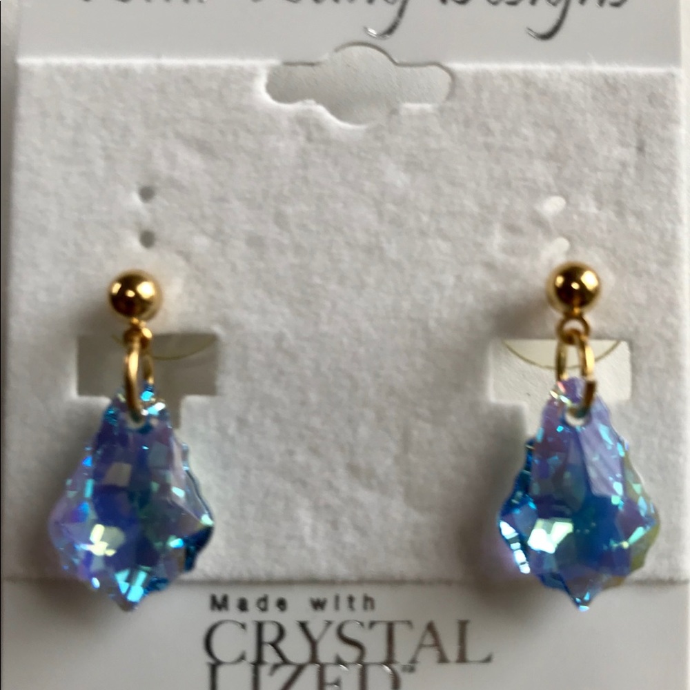William Wang Goldtone Earrings Swarovski Blue