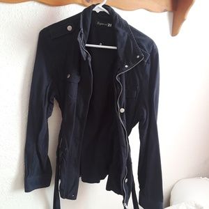 Navy blue heavy jacket.