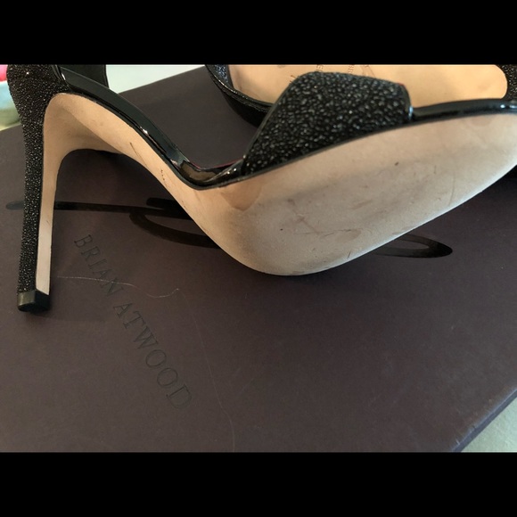 Brian Atwood Leigha Tstrap Stilletto 7.5,  Black - Picture 4 of 7