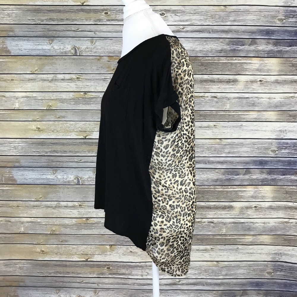 Forever 21 High Low Black Cheetah Print Top Small