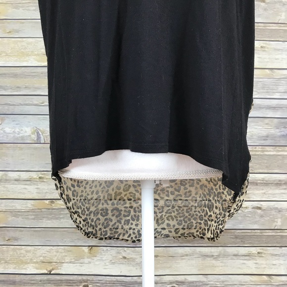 Forever 21 High Low Black Cheetah Print Top Small - Picture 4 of 8