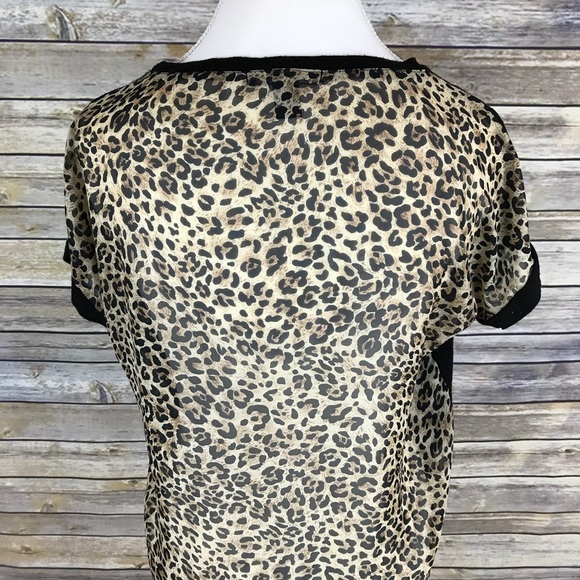 Forever 21 High Low Black Cheetah Print Top Small - Picture 5 of 8
