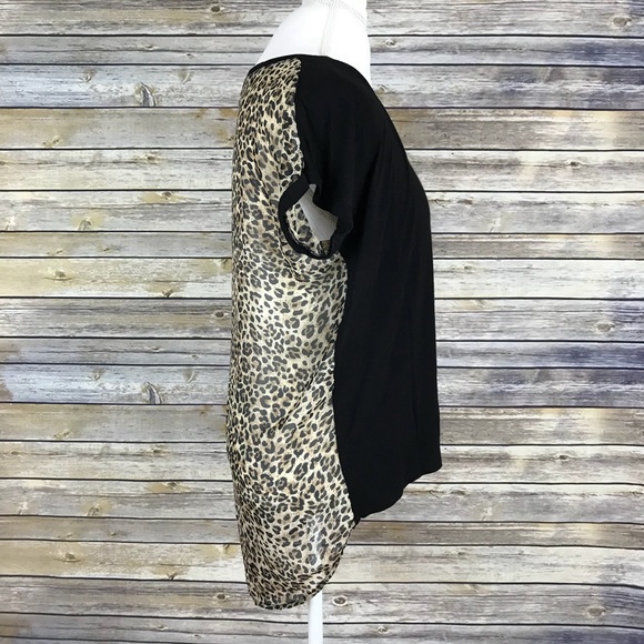 Forever 21 High Low Black Cheetah Print Top Small - Picture 7 of 8