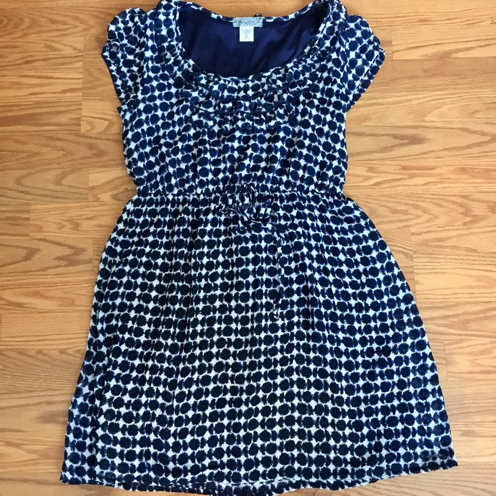 Navy and White Ikat Dot dress