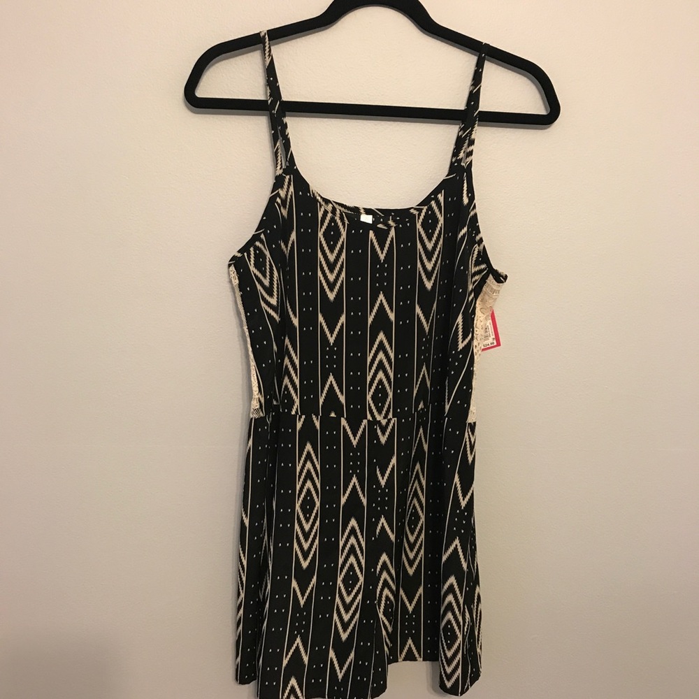 NWT Black & white tribal print romper