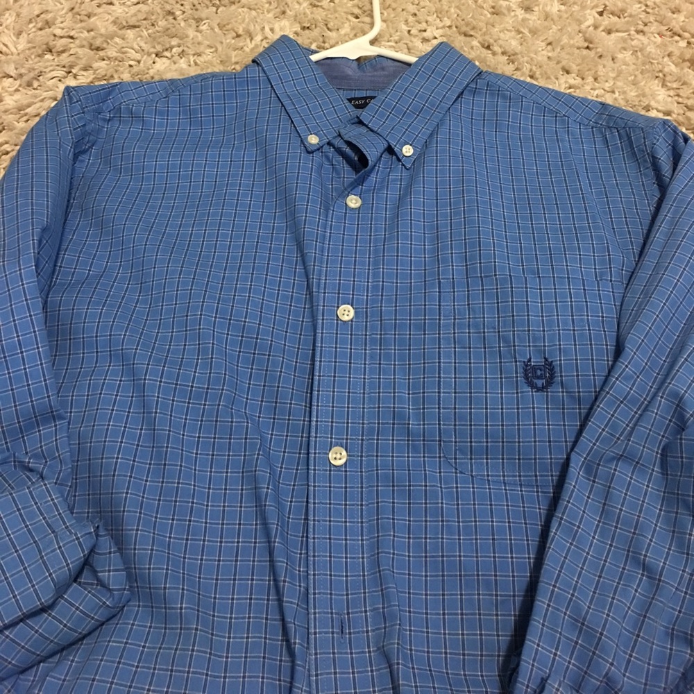 Chaps blue plaid button down shirt