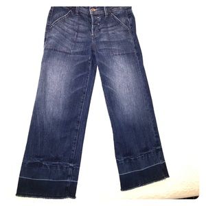 Level 99 deconstructed cuff wide leg crop jeans 26