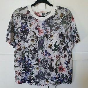 Rebecca Taylor 100% silk floral shirt sz 2