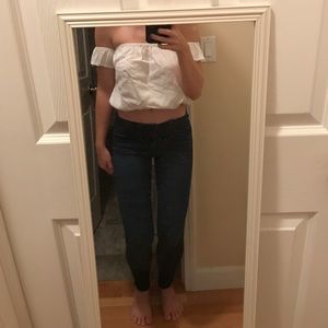 White off the shoulder crop top