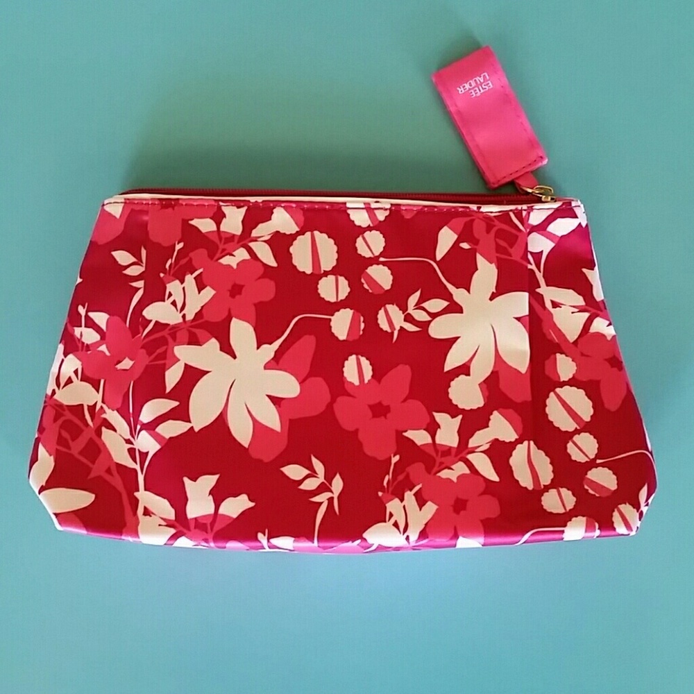 Estee Lauder Pink & White Floral Cosmetic Bag