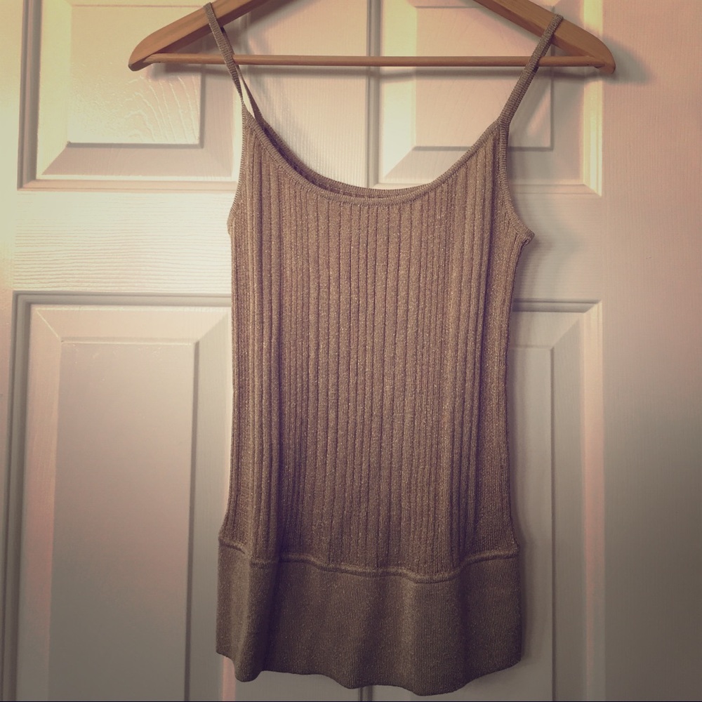 Express Gold Metallic Tank Top Small S