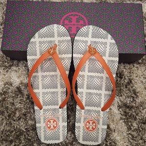 Tory Burch Thin Flip Flops Tangerine Canyon Combo