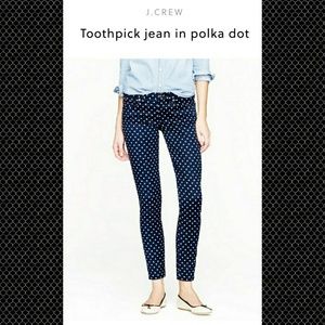 J. Crew toothpick Jean Navy blue polka dot jean
