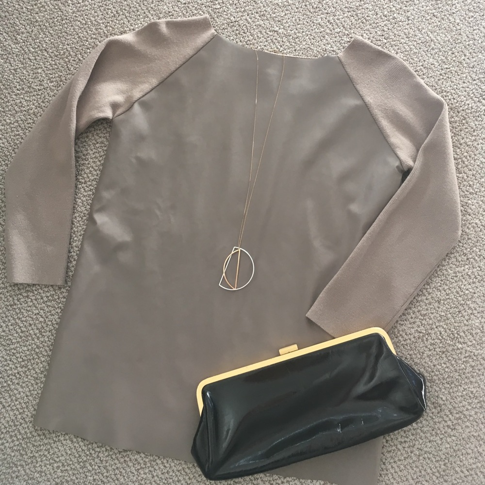 Zara faux leather knit top