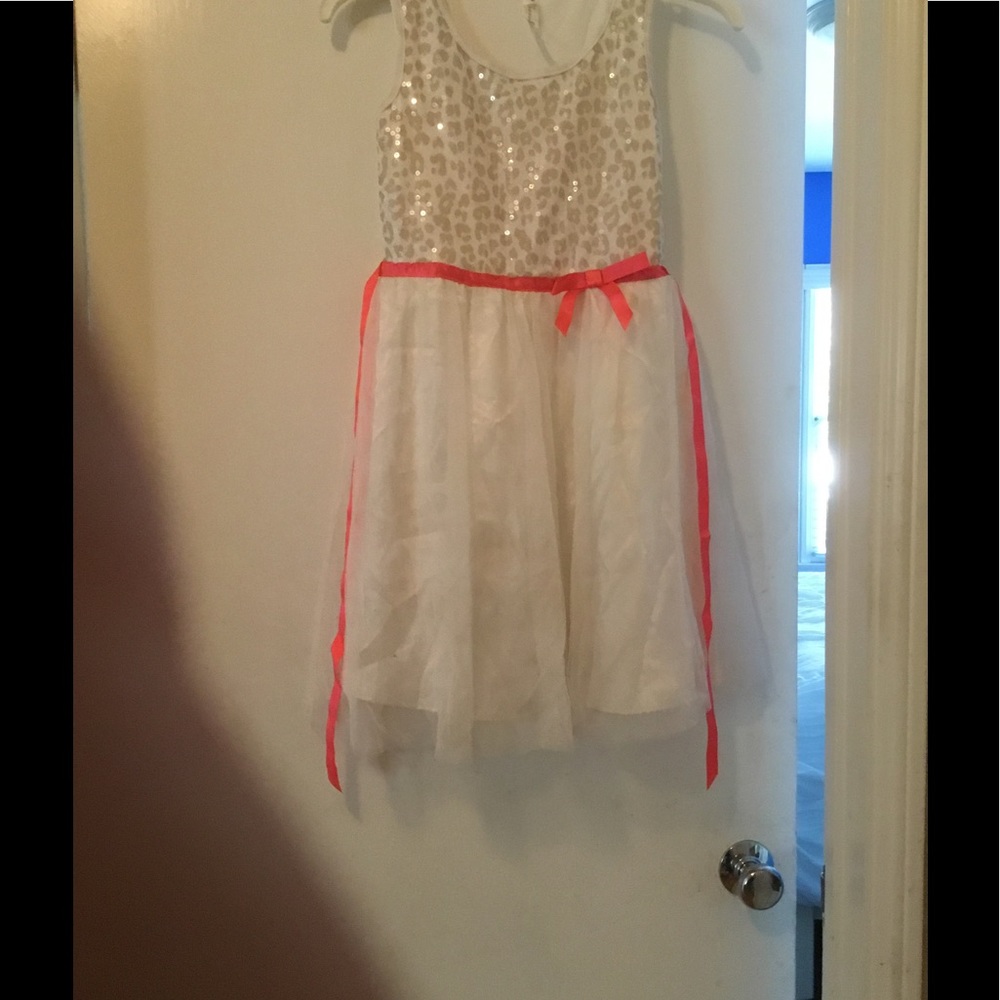 Sequined Dress with Coral tie