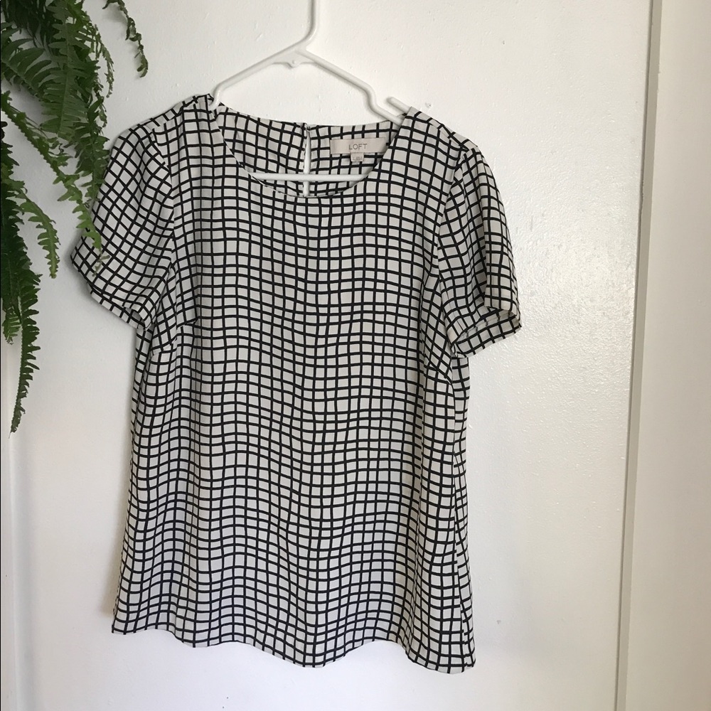 Loft Black and White Pattern Top
