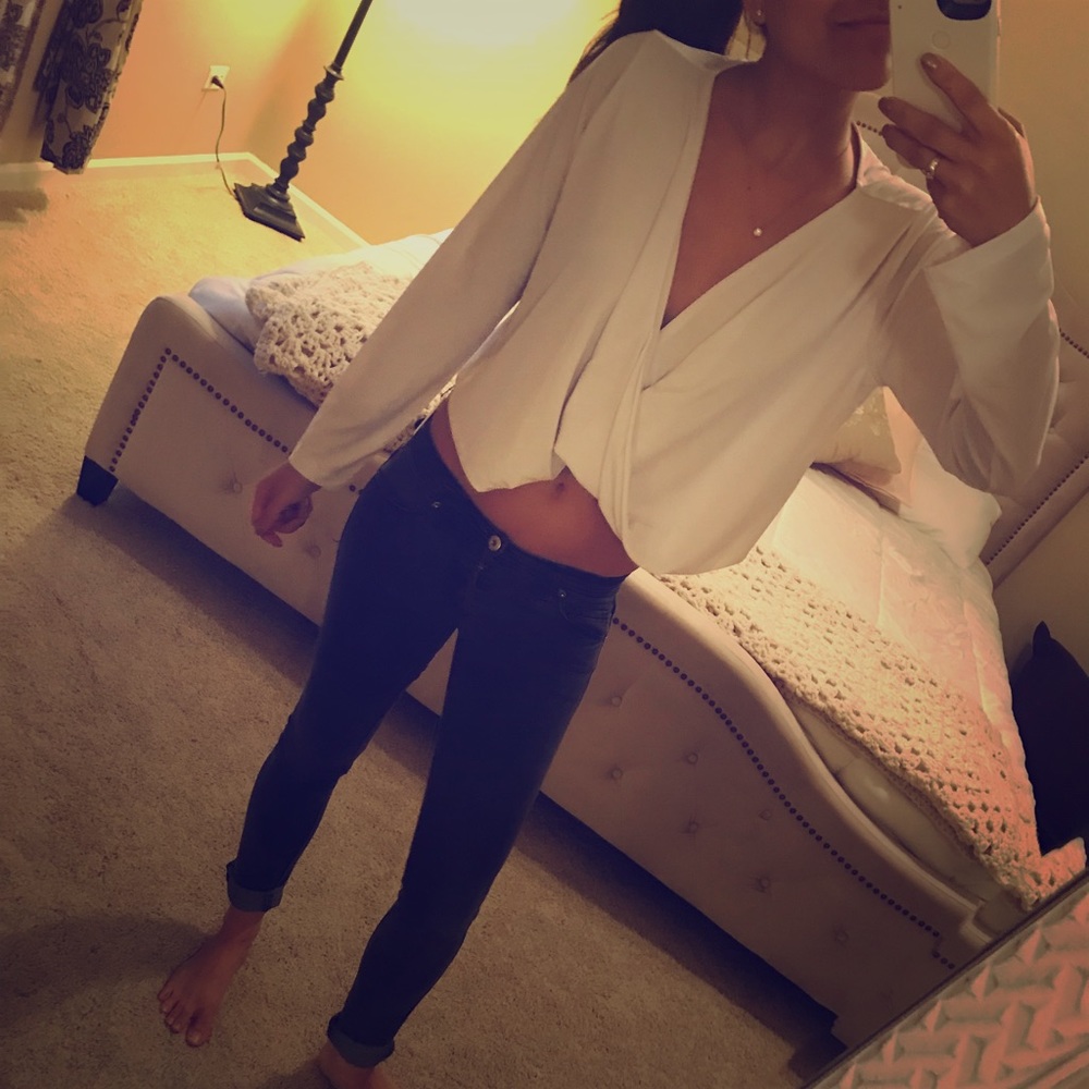 White long sleeve top