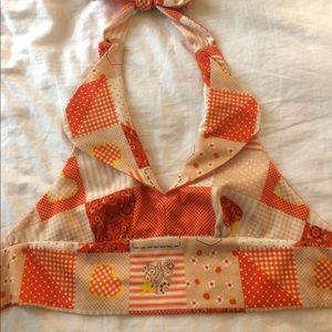 Vintage 70s 80s reversible halter crop top small
