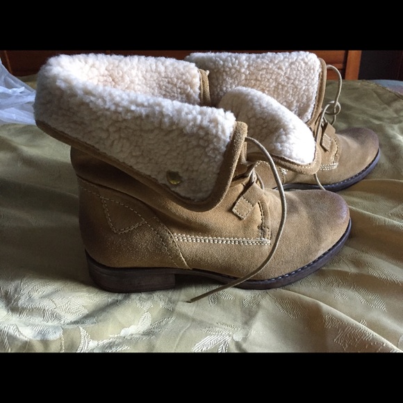 Diba Blue Shoes - Cozy suede faux fur lined booties