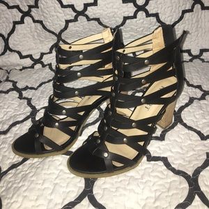 Black strappy heels