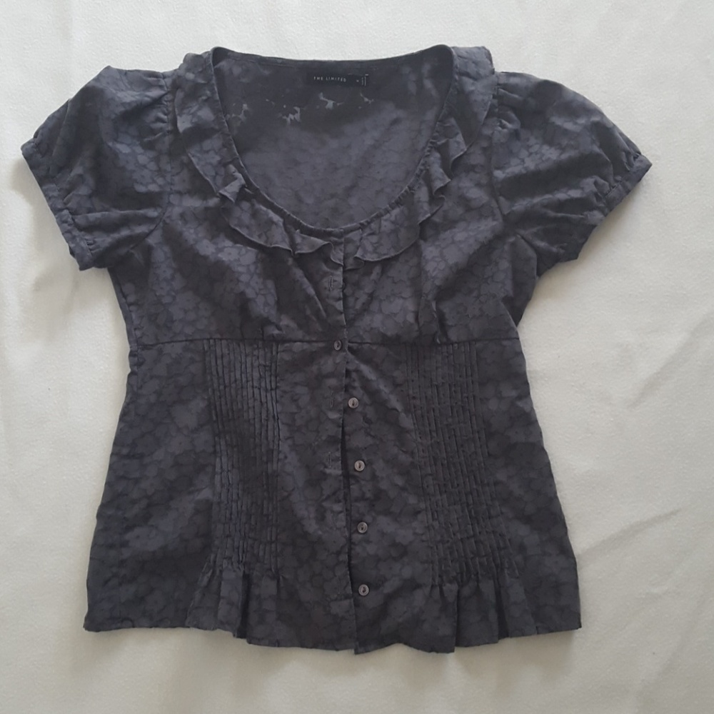 Limited ruffled neck  poplin top