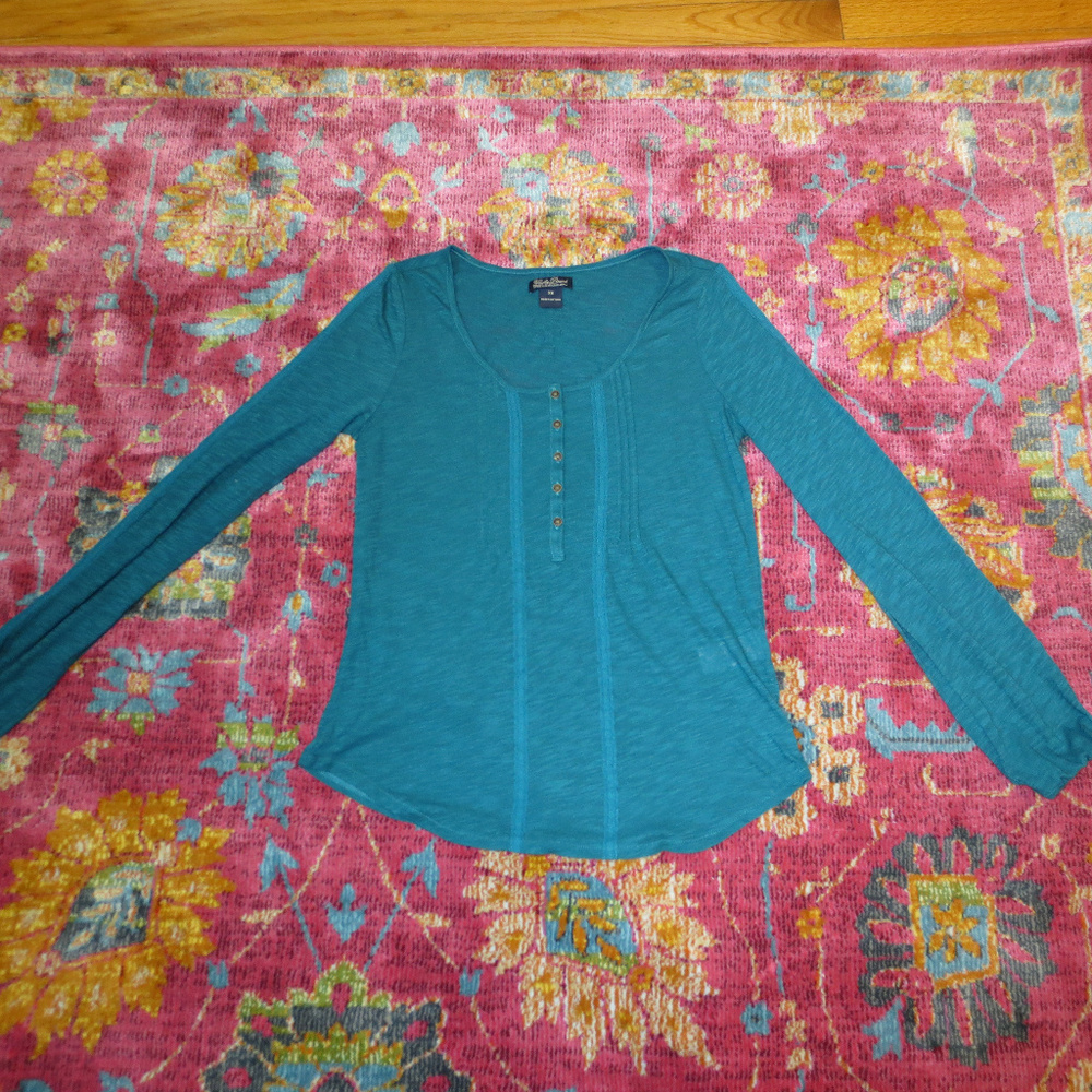 Lucky Brand Pintuck & Lace Long Sleeve Top SZ XS