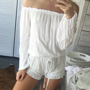 White off the shoulder romper
