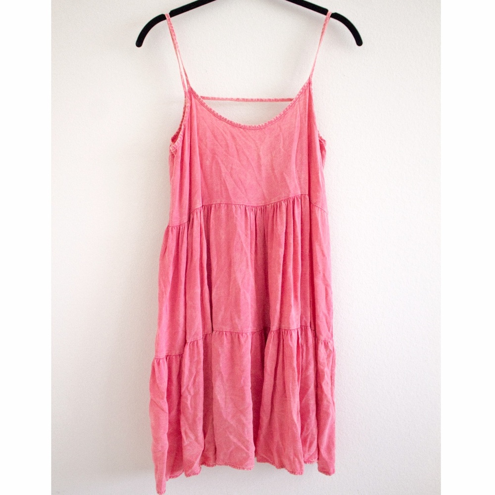 Salmon/Pink acid wash BabyDoll Dress