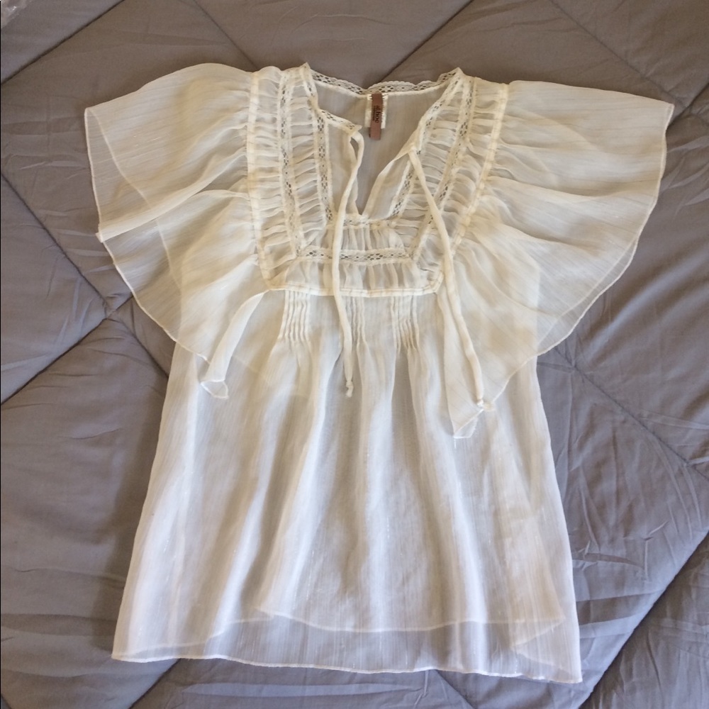 Bohemian style cream sheer top