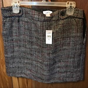 LOFT gray Tweed skirt. Lined. Side zip