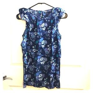 Lightweight maternity blouse, blue floral