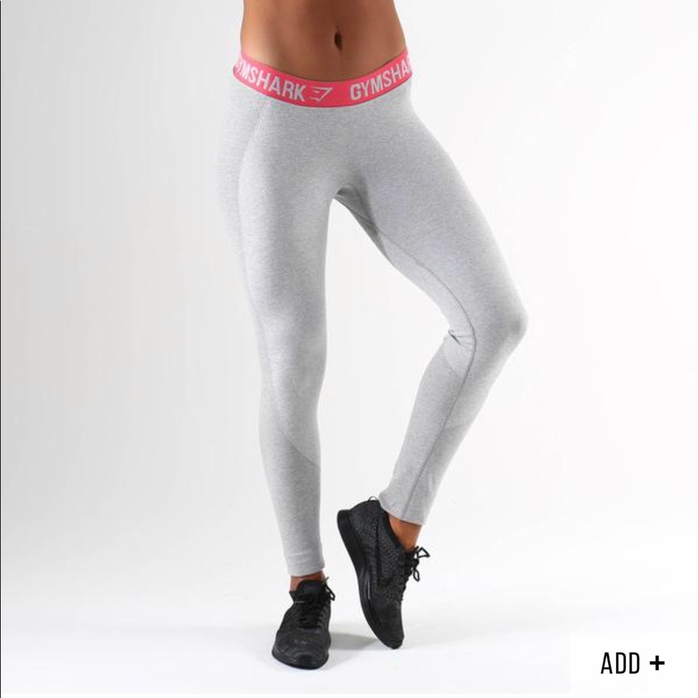 Gymshark light grey and coral Flex legging