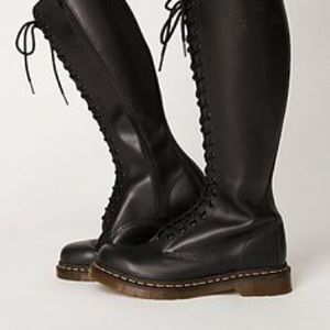 Dr Marten’s 20- eyelet leather boots. Knee high