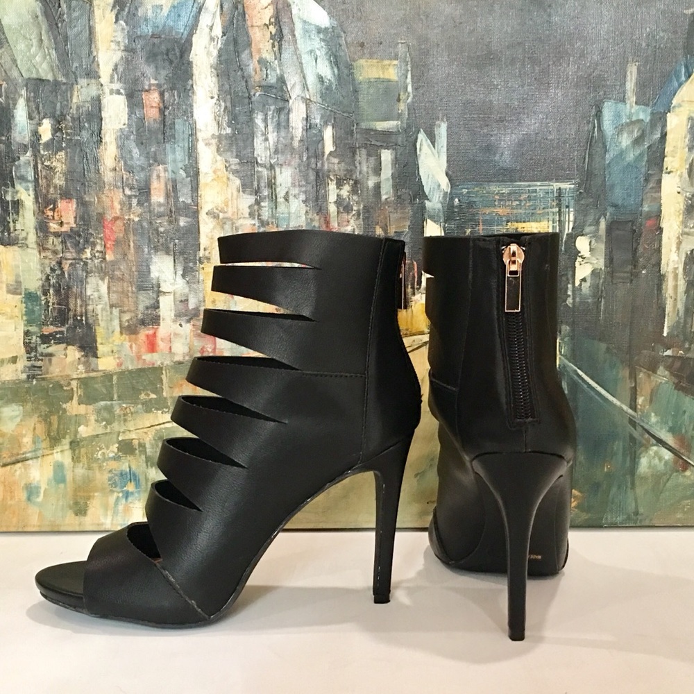 New Anne Michelle Caged Black Stilettos