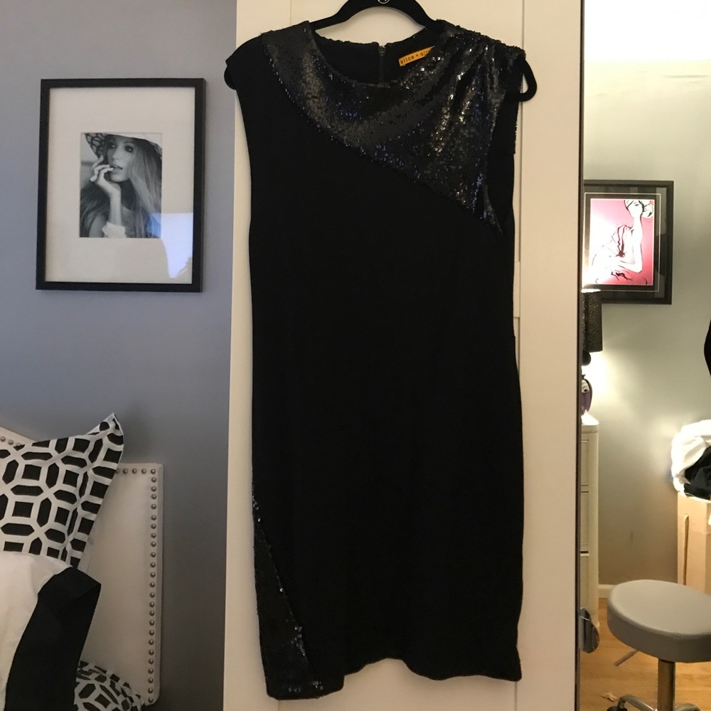 Alice and Olivia Black with Sequin Details Dress