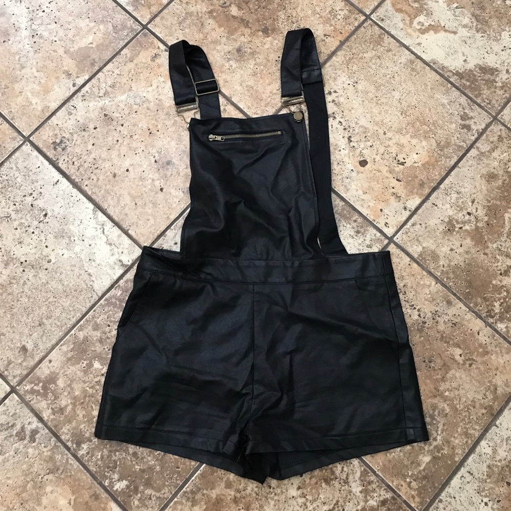 Pleather Shorts Overall