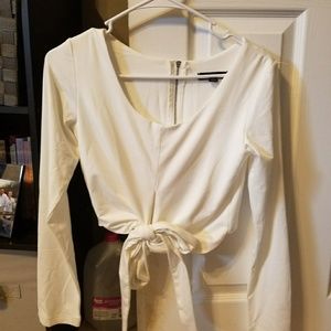 White long sleeve  wrap around crop top