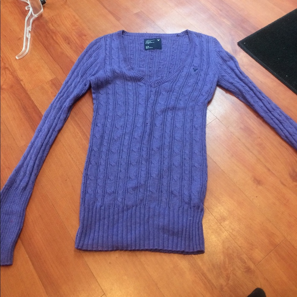 Purple American eagle v-neck sweater