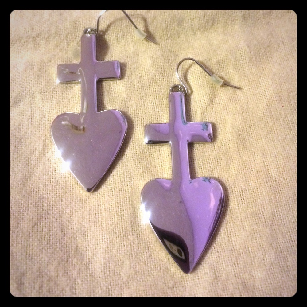 Cross Heart Earrings-NEW