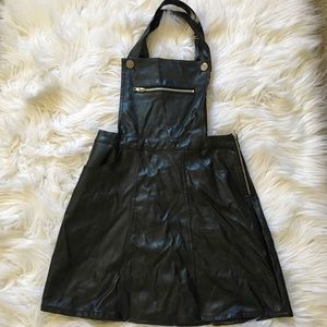 Faux Leather Overall Skirt